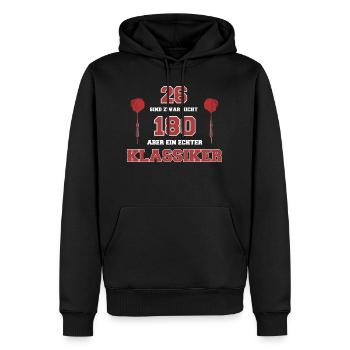 Darts Spruch 26 Sind Zwar Nicht 180 Klassiker - Männer Premium Bio Hoodie - Schwarz - Vorne - Nico (187cm)