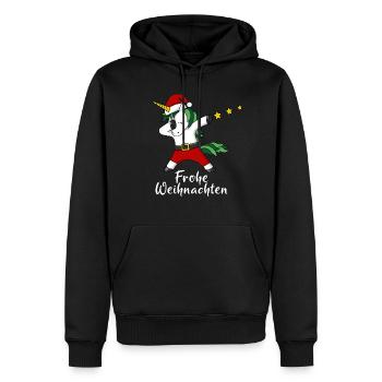 Frohe Weihnachten Einhorn Weihnachtsmann Geschenk - Männer Premium Bio Hoodie - Schwarz - Vorne - Nico (187cm)