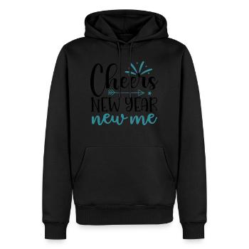 Design Cheers New Year New Me - Sweat à capuche Premium bio Homme - noir - Devant - Nico (187cm)