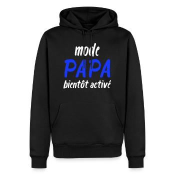 MODE PAPA BIENTÖT ACTIVE CADEAU HUMOUR DRÔLES - Sweat à capuche Premium bio Homme - noir - Devant - Nico (187cm)