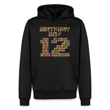 Süßes Geschenk zum 12. Geburtstag 12 Jahre alter Block - Männer Premium Bio Hoodie - Schwarz - Vorne - Nico (187cm)