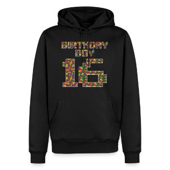 Mignon 16th Birthday Gift 16 ans bâtiment en bloc - Sweat à capuche Premium bio Homme - noir - Devant - Nico (187cm)