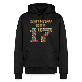 Mignon 17th Birthday Gift 17 ans Bâtiment en bloc - Sweat à capuche Premium bio Homme - noir - Devant - Nico (187cm)