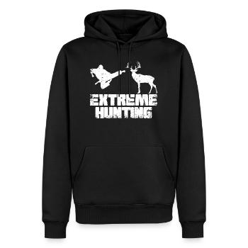 Funny Extreme Hunting Deer Karate | Karate Martial - Men’s Premium Organic Hoodie - black - Front - Nico (187cm)