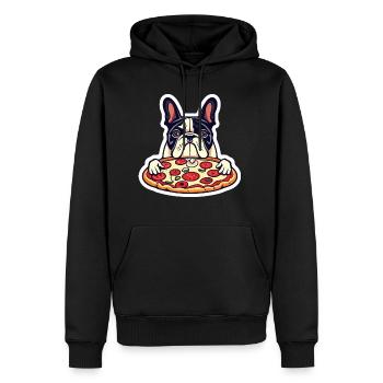 Pizza - Männer Premium Bio Hoodie - Schwarz - Vorne - Nico (187cm)