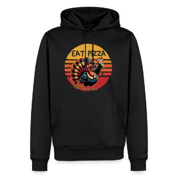 Manger Pizza Thanksgiving Dinde Graphique - Sweat à capuche Premium bio Homme - noir - Devant - Nico (187cm)