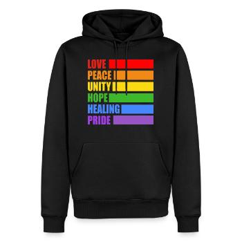 Valeurs de la fierté LGBTQ - Sweat à capuche Premium bio Homme - noir - Devant - Nico (187cm)