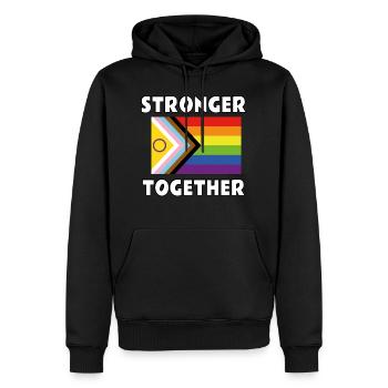 Gemeinsam stärker inklusive Queer Pride-Flagge - Männer Premium Bio Hoodie - Schwarz - Vorne - Nico (187cm)