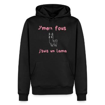 J'men fous j'suis un lama - Sweat à capuche Premium bio Homme - noir - Devant - Nico (187cm)