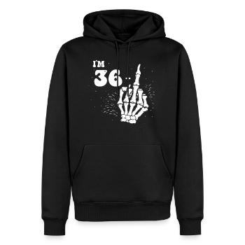 J’ai 36 ans et majeur - 37e anniversaire - Sweat à capuche Premium bio Homme - noir - Devant - Nico (187cm)