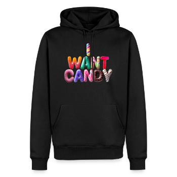 I Want Candy - Men’s Premium Organic Hoodie - black - Front - Nico (187cm)