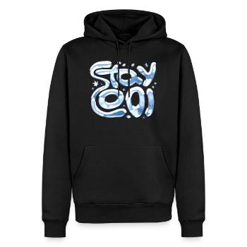 Cool bleiben - Männer Premium Bio Hoodie - Schwarz - Vorne - Nico (187cm)