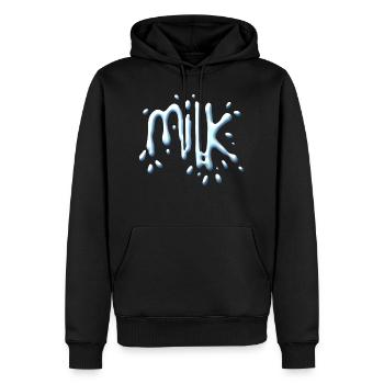 Lait - Sweat à capuche Premium bio Homme - noir - Devant - Nico (187cm)