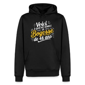 46-year-old bogosse - Men’s Premium Organic Hoodie - black - Front - Nico (187cm)