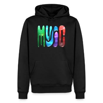 Neon Music Text - Men’s Premium Organic Hoodie - black - Front - Nico (187cm)