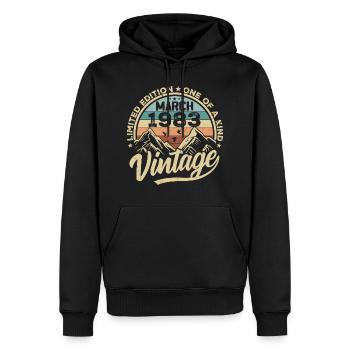 Mars 1983 Anniversaire - Né en Mars 1983 - Sweat à capuche Premium bio Homme - noir - Devant - Nico (187cm)