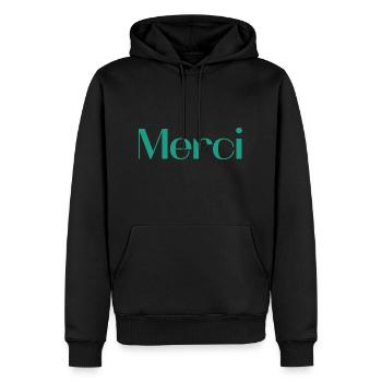 MERCI. MAÎTRESSE. MAÎTRE. MERCI MAÎTRESSE - Sweat à capuche Premium bio Homme - noir - Devant - Nico (187cm)