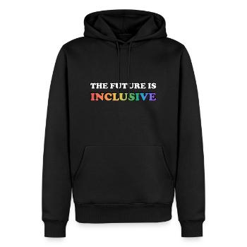 Die Zukunft ist inklusiv LGBT Pride Regenbogen - Männer Premium Bio Hoodie - Schwarz - Vorne - Nico (187cm)