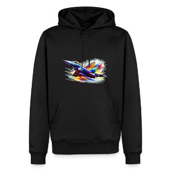 Avion de chasse / Eurofighter - Color Splash - Sweat à capuche Premium bio Homme - noir - Devant - Nico (187cm)