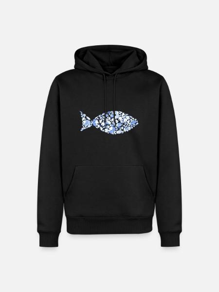 blaue Fische Comic Angler Meer Urlaub christlich - Männer Premium Bio Hoodie - Schwarz