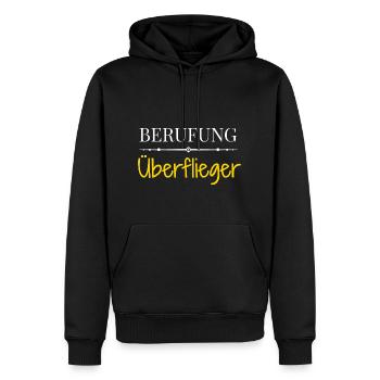 Berufung Überflieger - Lustige Sprüche - Männer Premium Bio Hoodie - Schwarz - Vorne - Nico (187cm)