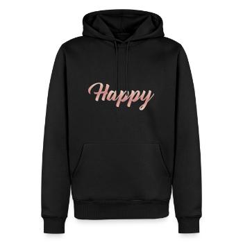 Happy - Männer Premium Bio Hoodie - Schwarz - Vorne - Nico (187cm)