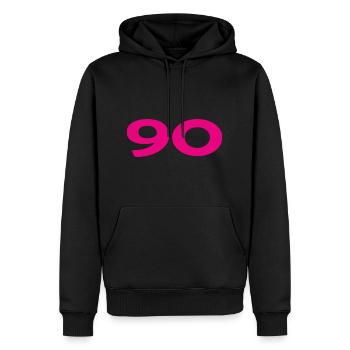 90. 90 YEARS. 90TH ANNIVERSARY. 90TH ANNIVERSARY. - Men’s Premium Organic Hoodie - black - Front - Nico (187cm)