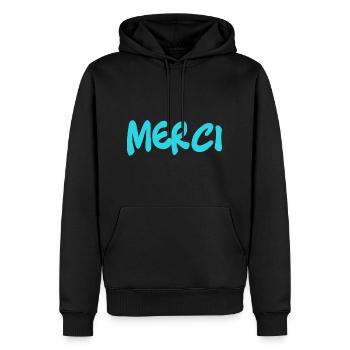 MAÎTRESSE. MAITRE. MERCI. MERCI MAÎTRESSE. MAITRE - Sweat à capuche Premium bio Homme - noir - Devant - Nico (187cm)