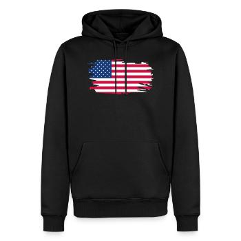 Drapeau USA Amérique US Stars & Stripes US - Sweat à capuche Premium bio Homme - noir - Devant - Nico (187cm)