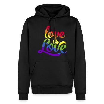 Love is equal. Liebe kennt kein Geschlecht. Spruch - Männer Premium Bio Hoodie - Schwarz - Vorne - Nico (187cm)