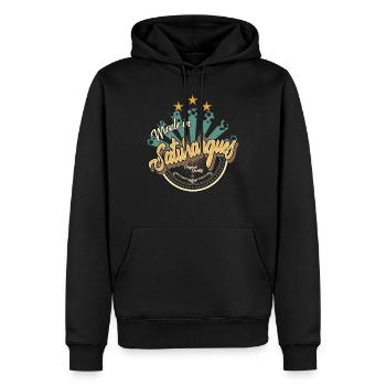 Made in Saturargues - Sweat à capuche Premium bio Homme - noir - Devant - Nico (187cm)