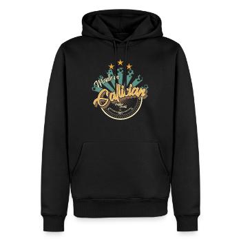 made in Gallician - Sweat à capuche Premium bio Homme - noir - Devant - Nico (187cm)