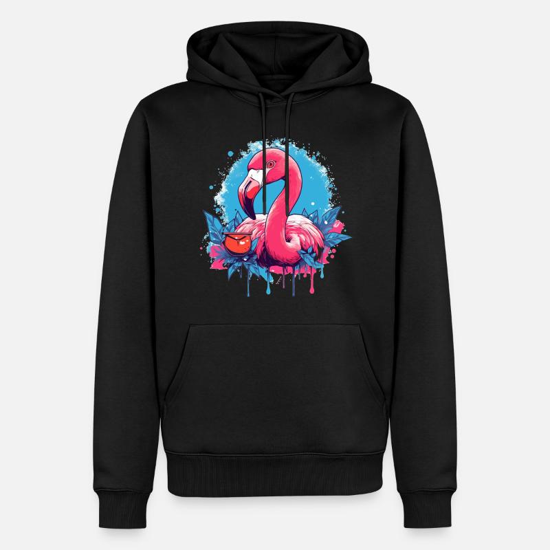 Flamingo - Männer Premium Bio Hoodie - Schwarz