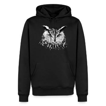 Hibou - Sweat à capuche Premium bio Homme - noir - Devant - Nico (187cm)