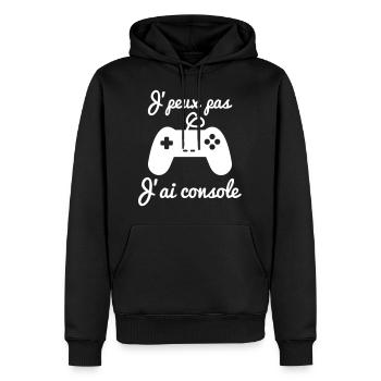 J'peux pas j'ai console - geek gamer nerd - Sweat à capuche Premium bio Homme - noir - Devant - Nico (187cm)