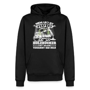 Holzrücker Shirt - Holzrücken mit Rückefahrzeug - Männer Premium Bio Hoodie - Schwarz - Vorne - Nico (187cm)
