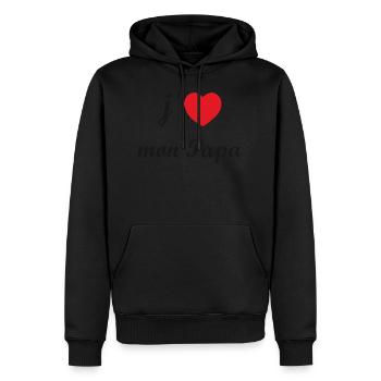 i love papa, J'aime mon papa - Sweat à capuche Premium bio Homme - noir - Devant - Nico (187cm)