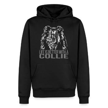 COLLIE life is better - Männer Premium Bio Hoodie - Schwarz - Vorne - Nico (187cm)