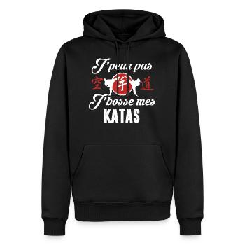 KARATE - Katas - Sweat à capuche Premium bio Homme - noir - Devant - Nico (187cm)