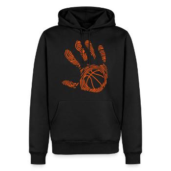 basketball 9 empreinte main hand ma - Sweat à capuche Premium bio Homme - noir - Devant - Nico (187cm)