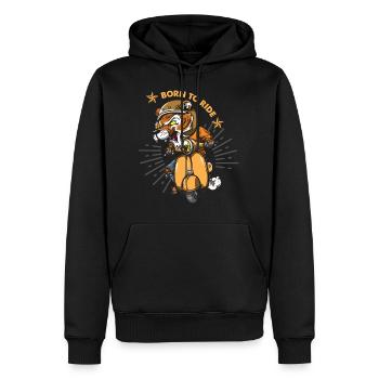 Geboren um zu reiten. Wildtiger. Vintage Moped Reiten. - Männer Premium Bio Hoodie - Schwarz - Vorne - Nico (187cm)