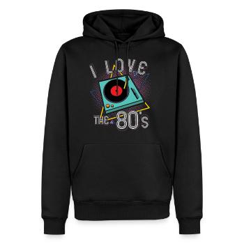J'aime le cadeau de platine de 80 ans - Sweat à capuche Premium bio Homme - noir - Devant - Nico (187cm)