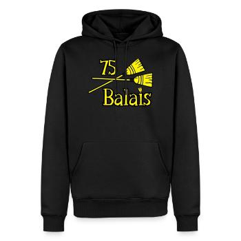 75 Jahre Besen - Männer Premium Bio Hoodie - Schwarz - Vorne - Nico (187cm)