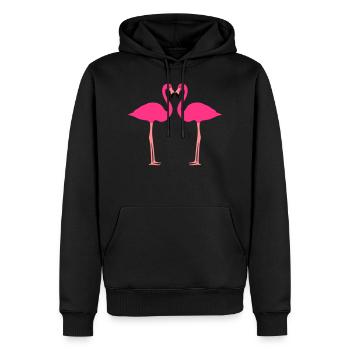Flamingos, Flamingo Herz - Männer Premium Bio Hoodie - Schwarz - Vorne - Nico (187cm)