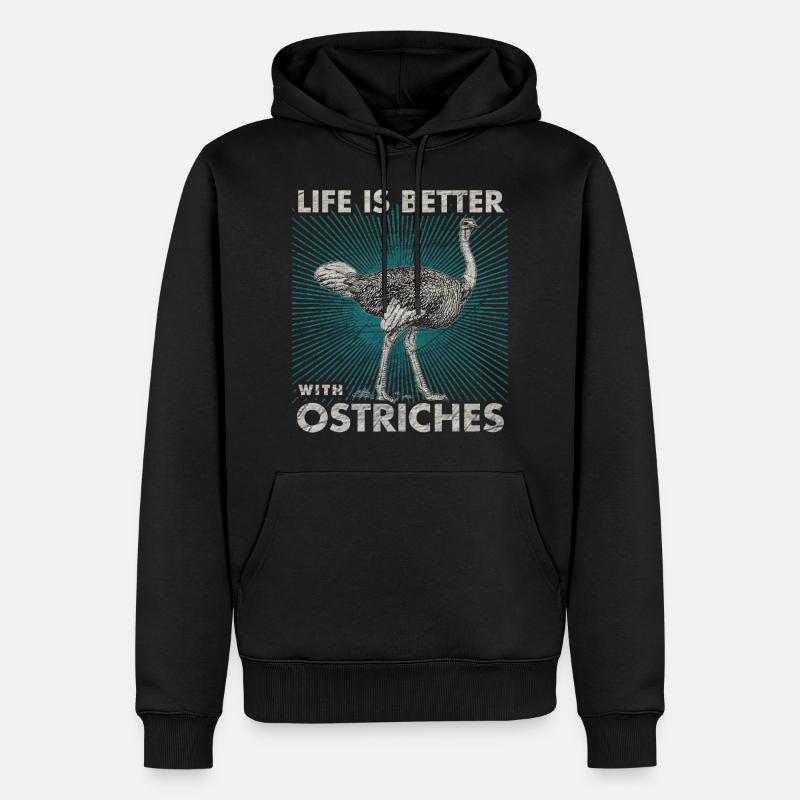 autruche - Sweat à capuche Premium bio Homme - noir