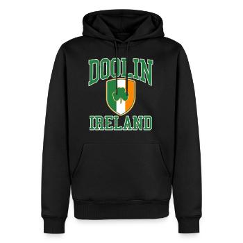Dublin - Männer Premium Bio Hoodie - Schwarz - Vorne - Nico (187cm)