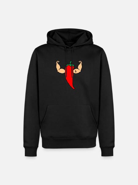 Piment Fort - Musculation / Hot and Strong Pepper - Sweat à capuche Premium bio Homme - noir