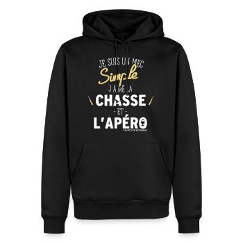 Ich bin ein einfacher Typ, ich mag Jagd und Aperitif - Männer Premium Bio Hoodie - Schwarz - Vorne - Nico (187cm)