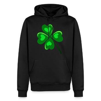 trefle saint patrick coeur 4 quatre feuille 2603 k - Sweat à capuche Premium bio Homme - noir - Devant - Nico (187cm)