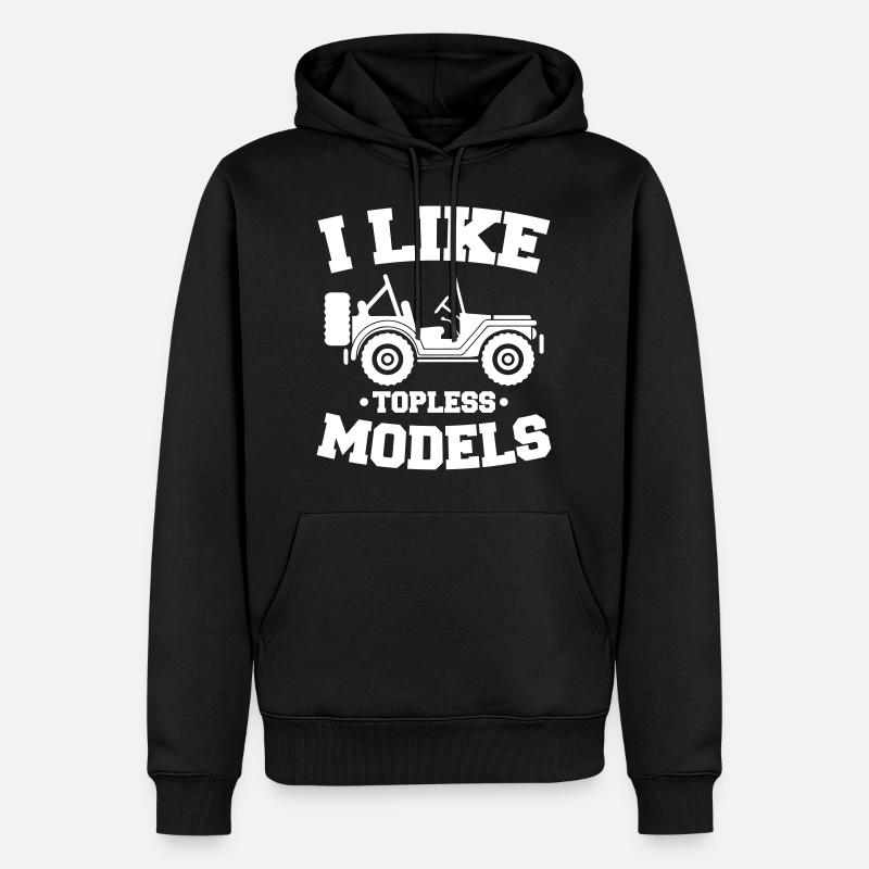 j'aime les modèles topless - Sweat à capuche Premium bio Homme - noir